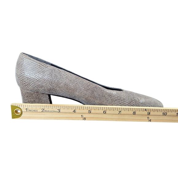 Stuart Weitzman Houndstooth Leather Slip Grey Square Italy Chunky Heel VTG Sz 10 - Picture 11 of 12